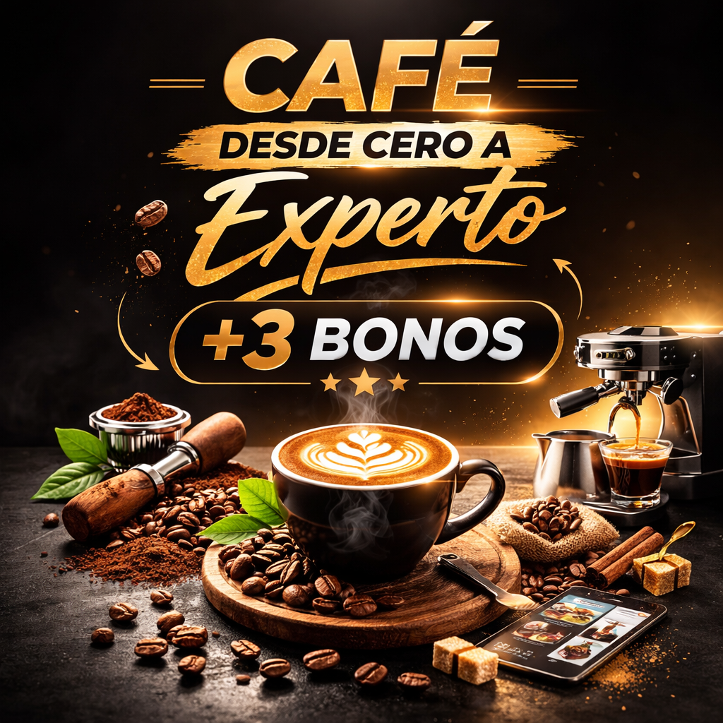 Cafe desde cero a experto + 3 bonos: cafe profesional desde casa y genera ingresos